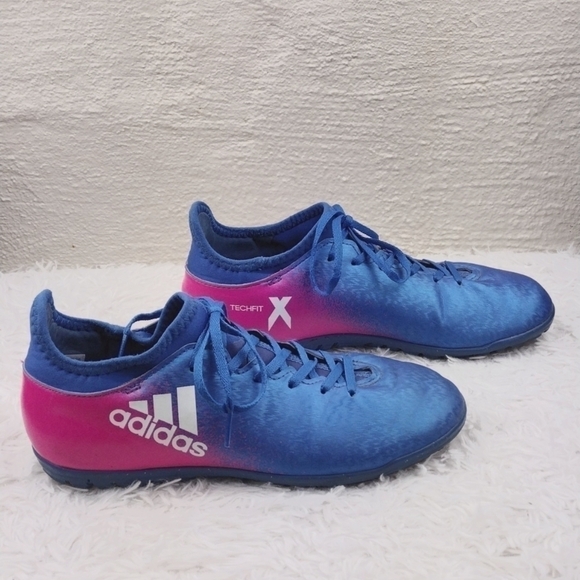 Adidas X TechFit Royal Blue Round Toe Lace Up Low Top Astro Turf Football Shoe main image 10